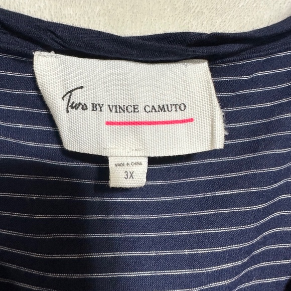 Two by Vince Camuto Women's Dress 3X Blue/White Striped Sleeveless Maxi Sheath - Picture 5 of 9